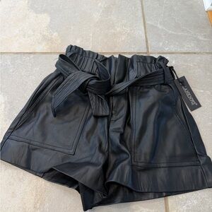 Black Leather Women Shorts